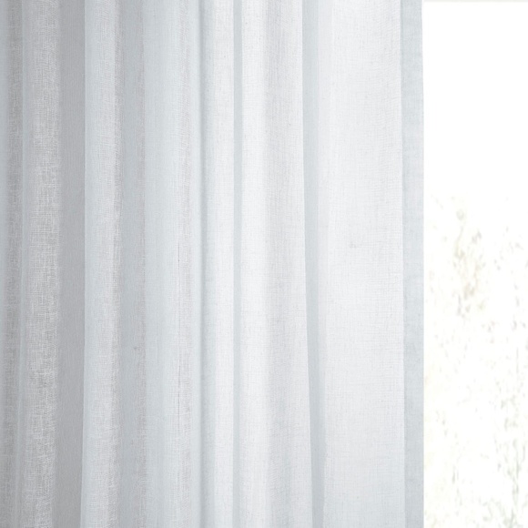 Set of 2 Drapes Solid Sheer Curtains For Living Room Linen Texture 50 X 84 - Picture 3 of 4
